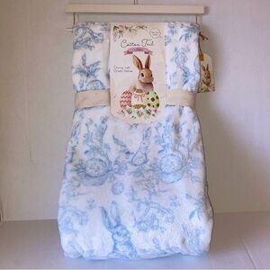 Blue Bunny Print Easter Throw NEW